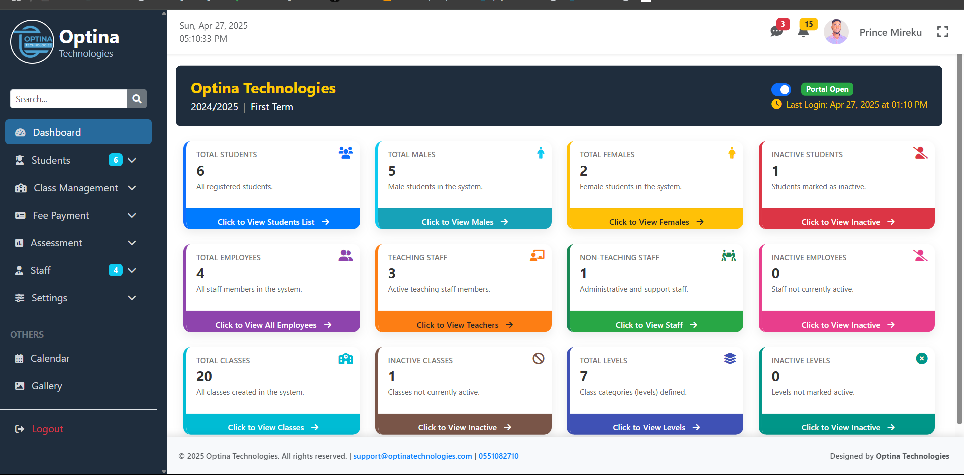 Optina Technologies School System